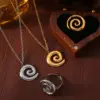 PVD Coated Real Gold Plated 18K Gold Spiral 304 Stainless Steel Simple Style Classic Style Waterproof Non Tarnish Rings Necklace