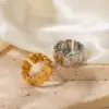 Wholesale 304 Stainless Steel Solid Color PVD Coated 18K Gold Plated Real Gold Plated IG Style Waterproof Non Tarnish Plating Open Rings