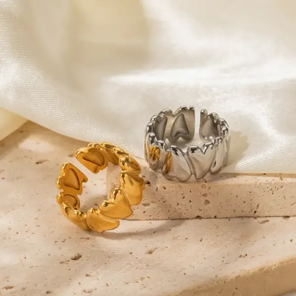 Wholesale 304 Stainless Steel Solid Color PVD Coated 18K Gold Plated Real Gold Plated IG Style Waterproof Non Tarnish Plating Open Rings