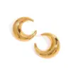 Wholesale 304 Stainless Steel Moon PVD Coated 18K Real Gold Plated Real Gold Plated 18K Gold Vintage Style Simple Style Classic Style Waterproof Non Tarnish Ear Studs
