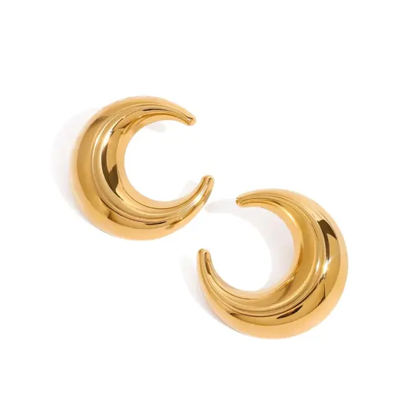 Wholesale 304 Stainless Steel Moon PVD Coated 18K Real Gold Plated Real Gold Plated 18K Gold Vintage Style Simple Style Classic Style Waterproof Non Tarnish Ear Studs