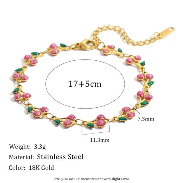 Wholesale PVD Coated Real Gold Plated Cherry 304 Stainless Steel IG Style Elegant Simple Style Waterproof Non Tarnish 304 Stainless Steel Lobster Trigger Clasp Closure Bracelets