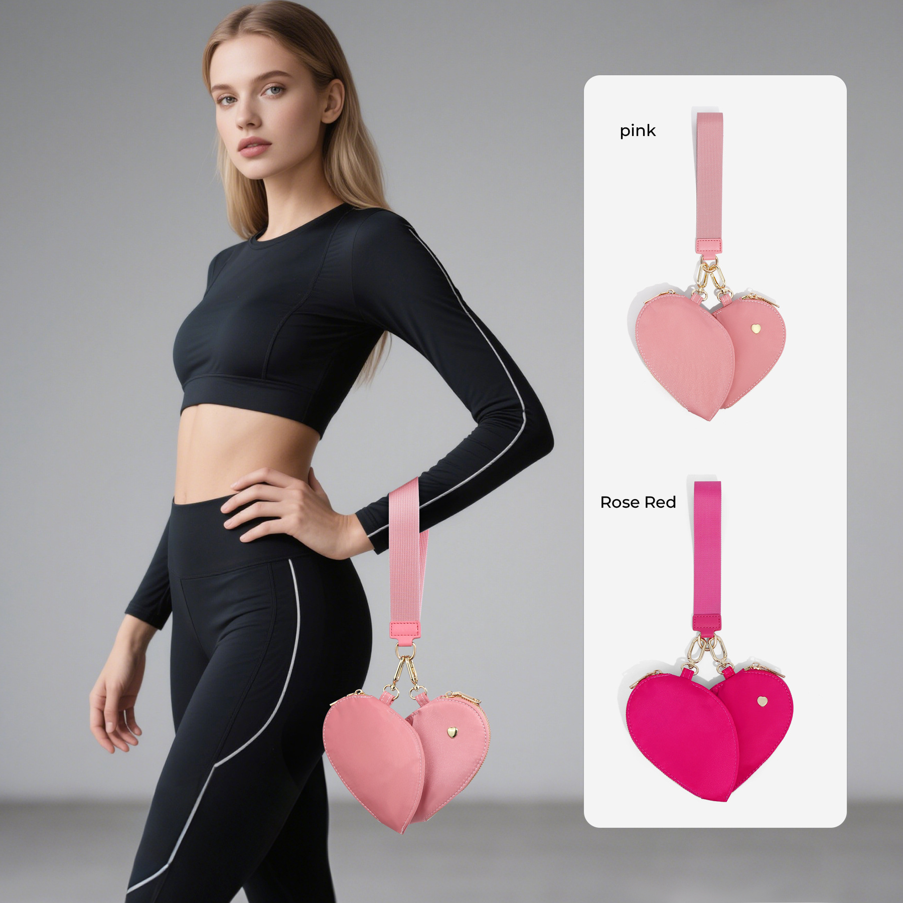 Wholesale in stock Cross-border Hot Selling Lulu Love Wrist Bag Splicing Two-in-One Bank Card Bag Coin Purse for Women