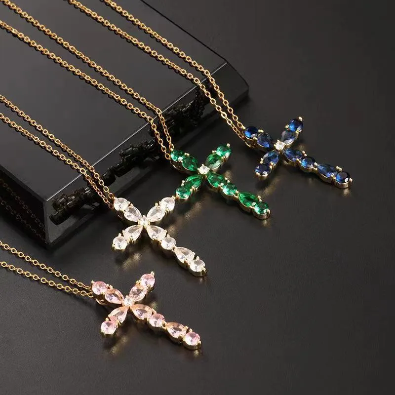 Wholesale Stainless Steel 18K Gold Plated Simple Style Plating Inlay Cross Zircon