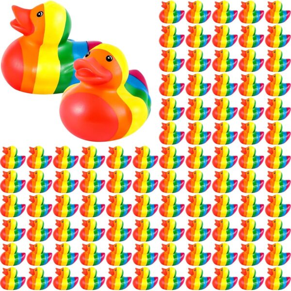 oly-d92ce4c9ba6eb2b594c9b8e4d139a1c1 Wholesale Cross-Border New Product Cute Rainbow Duck Swimming Pool Party Decoration Duck Desktop Ornaments Little Yellow Duck Holiday Gifts