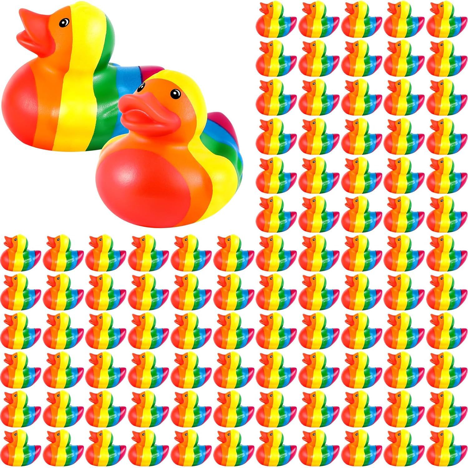 Wholesale Cross-Border New Product Cute Rainbow Duck Swimming ol Party Decoration Duck Desktop Ornaments Little Yellow Duck Holiday Gifts