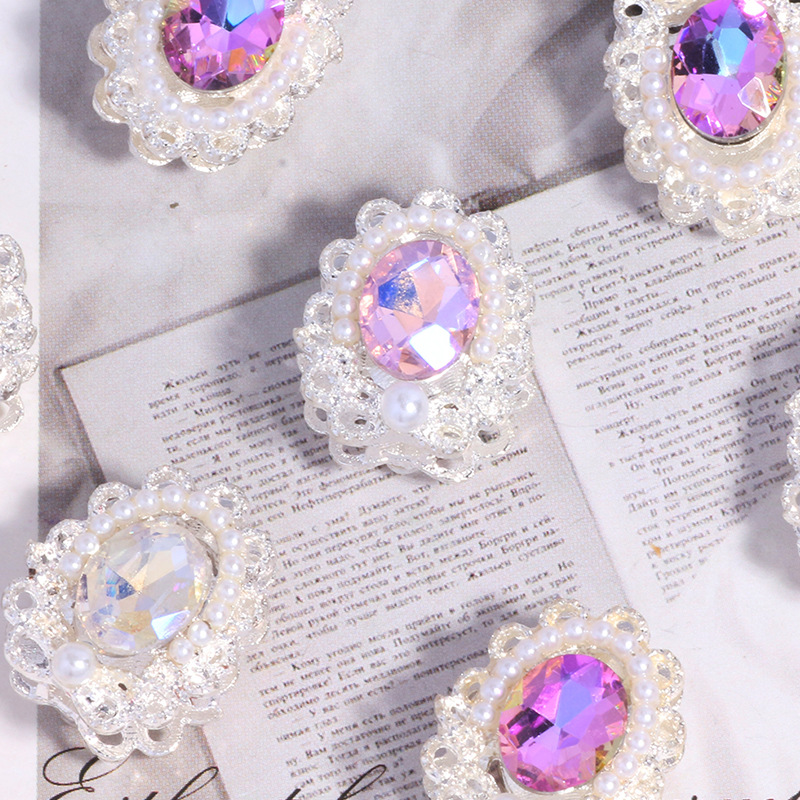 Wholesale Double-sided alloy rhinestone gem straight hole loose beads beaded DIY mobile phone chain key chain bag chain jewelry aessories