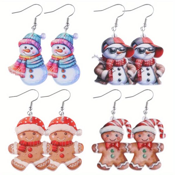 Wholesale Christmas Funny Gingerbread Man Scarf Snowman Pendant Earrings