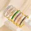 Wholesale Real Gold Plated Square 304 Stainless Steel French Style Waterproof Non Tarnish Bangle