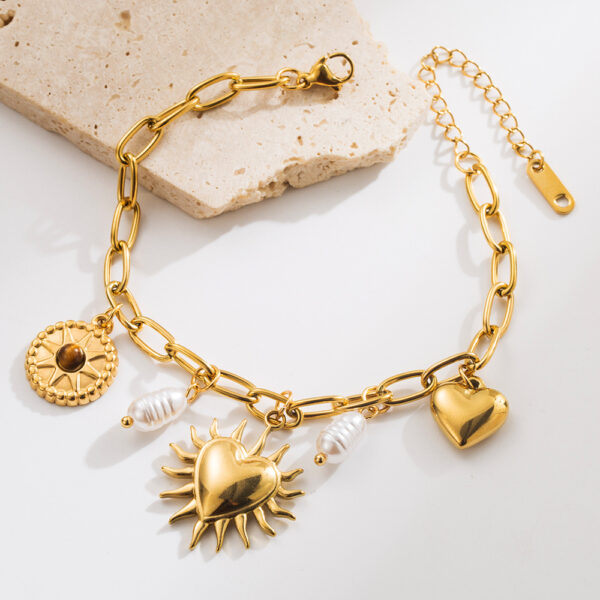 Wholesale European and American Style Fashion Titanium Steel Bracelet Women's Simple Flower Cherry Strawberry Love Pendant Stainless Steel Bracelet