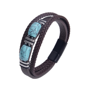Brown leather bracelet / 8.5inch