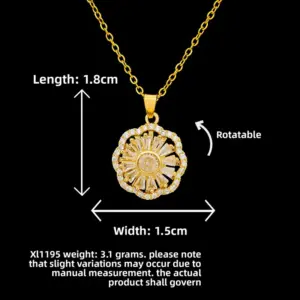 XL1195 Rotating Lace Necklace / Gold