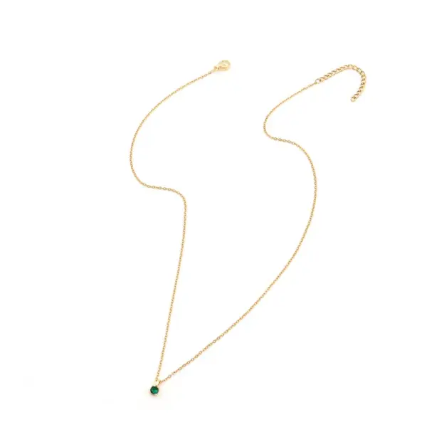 Wholesale PVD Coated Real Gold Plated Square 201 Stainless Steel Artificial Crystal Elegant Simple Style Classic Style Waterproof Non Tarnish 201 Stainless Steel Pendant Necklace