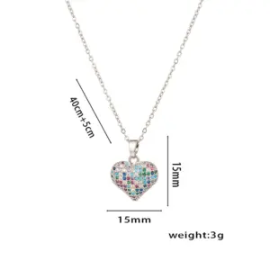 341 Silver Colored Diamond Heart Necklace