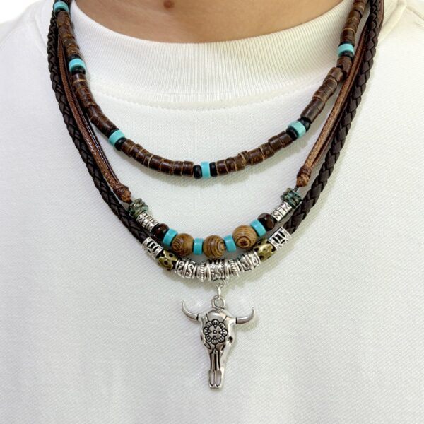 Wholesale Europe and the United States cross-border Amazon Heyin Temu AliExpress hot three-layer western wind cow head coconut shell turquoise