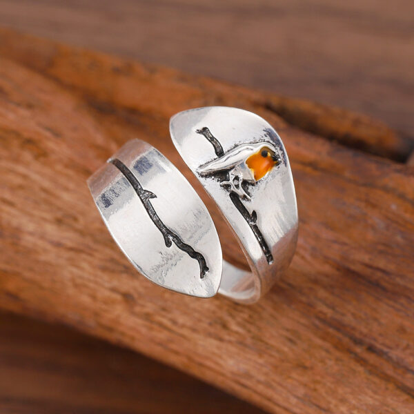 Wholesale Punk style branch bird open adjustable ring