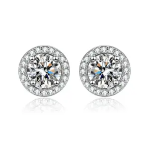 Luxury round Bag Stud Earrings 1 Karat