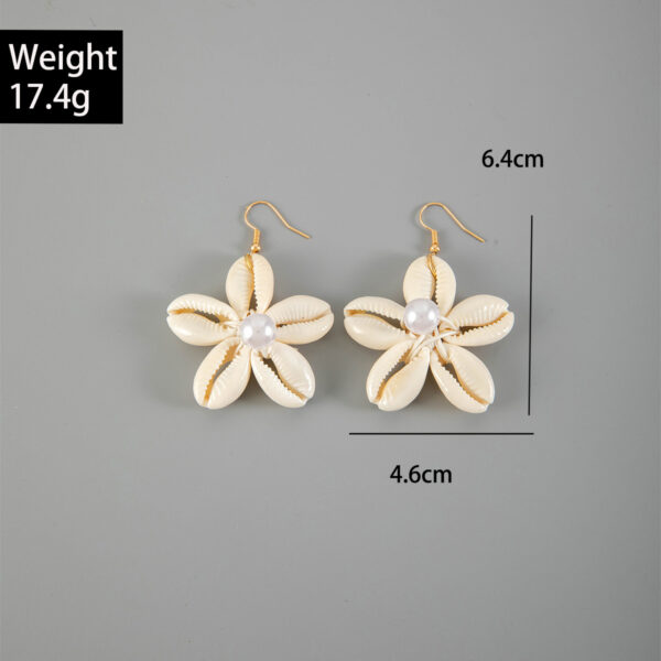 Wholesale Cross-Border Jewelry, Hand-Woven Shell Flower Pendant Earrings, Personalized Ancient Town European and American Style Beach Style Earrings