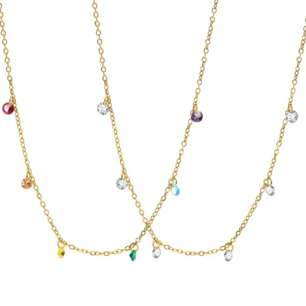 Wholesale Jewelry Simple Style Geometric 201 Stainless Steel Zircon 18K Gold Plated Plating Stainless Steel Necklaces