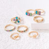 Wholesale Colorful diamond flower ring snake scallop eight-piece set