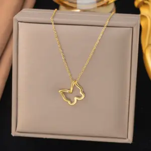 H1275 Necklace Gold Hollow Butterfly