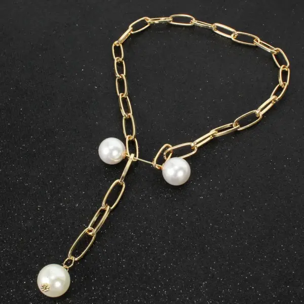 Wholesale Fashion Water Droplets Imitation Pearl Alloy Plating Women's Necklace