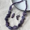 Wholesale Cross-border European and American Purple Necklace suit Natural Stone Handmade Niche Jewelry Two-piece Earrings suit