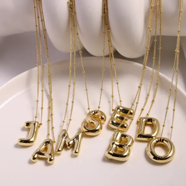PVD Coated Real Gold Plated Letter 316L Stainless Steel Simple Style Waterproof Non Tarnish Surgical Steel 316L Stainless Steel Pendant Necklace