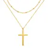 Wholesale 304 Stainless Steel Casual Simple Style Cross Double Layer Necklaces Pendant Necklace