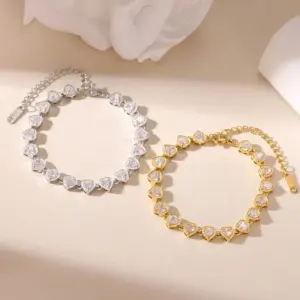 Wholesale Trendy Titanium Steel Stainless Steel Bracelet With Zircon Heart Shaped Pendant Electroplated Jewelry For Men And Women