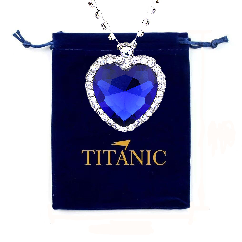 Wholesale 2025 Cross-Border New Ocean Heart Blue Necklace Women's European and American Style High-End Pendant
