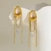 PVD Coated Real Gold Plated 18K Gold Solid Color 304 Stainless Steel Sweet Artistic Waterproof Non Tarnish Drop Earrings