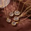 Wholesale Jewelry Shiny Water Droplets Red Heart Copper Zircon Gold Plated Twisted Rope Chain Pendant Necklace