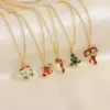 Copper Enamel Plating Inlay Santa Claus Snowflake Elk Zircon Pendant Necklace