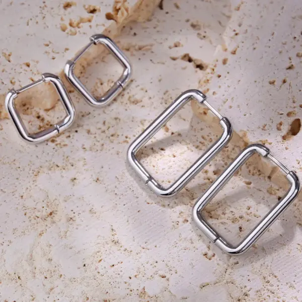 Wholesale Hot Sale Rectangular Line Cylinder Stainless Steel Earrings Titanium Steel Ear Clips Elegant K Gold Plated Unisex Earrings