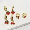 Wholesale 304 Stainless Steel Cherry Strawberry Electroplating Golden Plated Casual Cute Waterproof Non Tarnish Gold Ear Studs