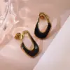 304 Stainless Steel Asymmetrical Irregular Electroplating Golden Plated Elegant Simple Style Waterproof Non Tarnish Asymmetrical Hoop Earrings