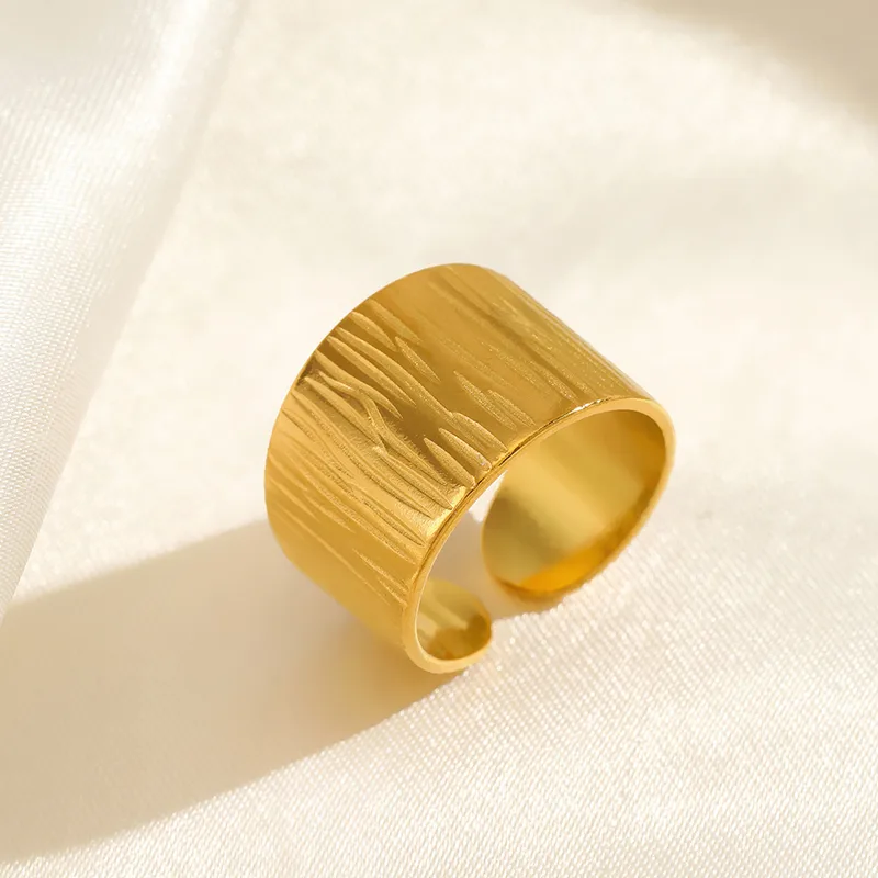 PVD Coated 18K Gold Plated Geometric 304 Stainless Steel Modern Style Waterproof Non Tarnish Open Ring