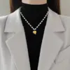 Wholesale Electroplating Golden Plated Heart Shape Titanium Steel Cute Classic Style Titanium Steel Pendant Necklace