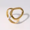 PVD Coated Real Gold Plated Geometric Stainless Steel Simple Style Waterproof Non Tarnish Open Ring