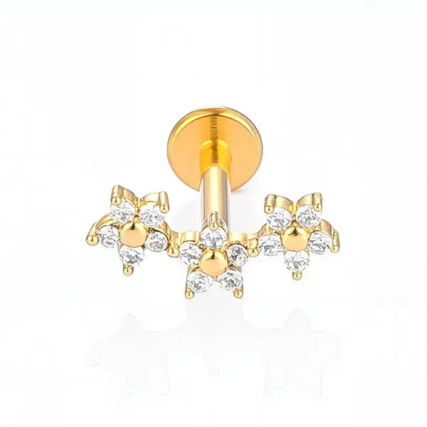 Wholesale 1 Piece Lip Rings Casual Simple Style Classic Style Crown Flower Spider 316L Stainless Steel Waterproof Non Tarnish Surgical Steel Zircon Ion Plating (IP) 18K Gold Plated Lip Rings Ear Cartilage Rings & Studs
