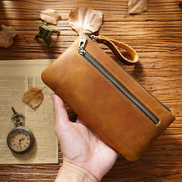Wholesale Vintage genuine leather storage pencil case first layer crazy horse leather stationery bag