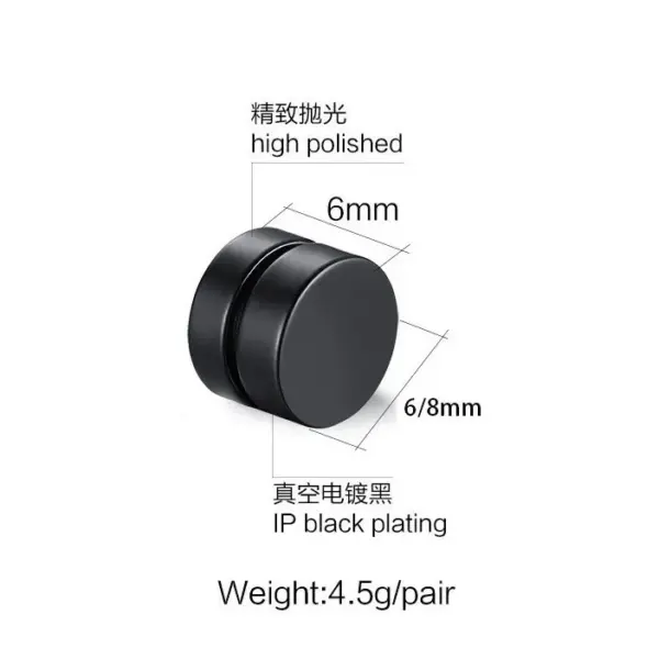 Wholesale New Style No Piercing Magnetic Stone Ear Cuff Simple Round Unisex Double-Sided Geometric Pattern Stainless Steel Earrings