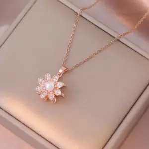X0619 Rose Gold Rotating Necklace