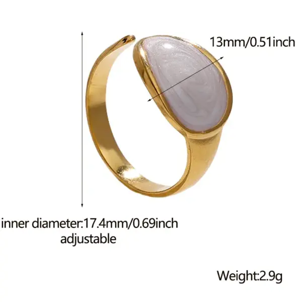 PVD Coated Real Gold Plated 18K Gold Geometric 304 Stainless Steel Fashion Waterproof Non Tarnish Open Ring