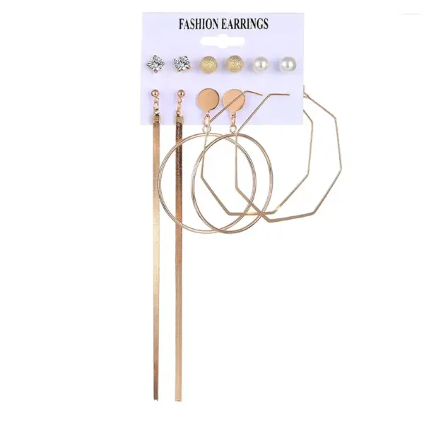 Wholesale Women's Fashion Geometric Alloy Artificial Gemstones Earrings Pearl Plating Metal Drop Earrings