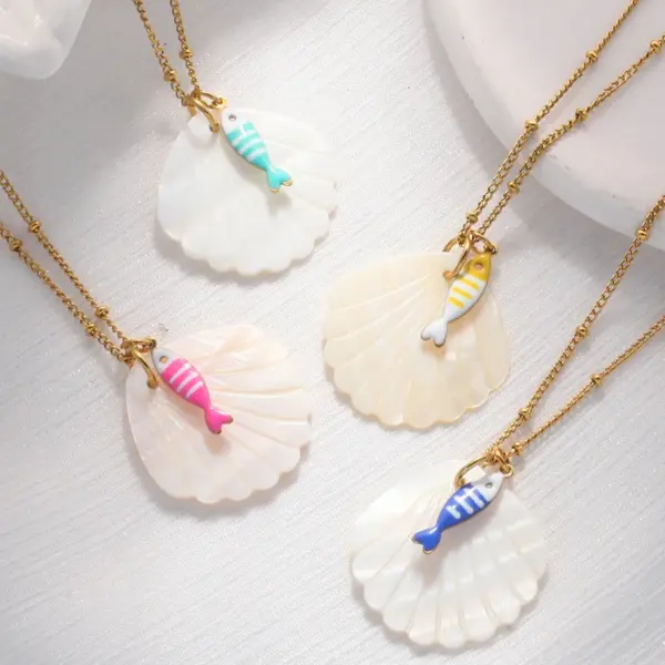 Wholesale Ion Plating (IP) Real Gold Plated Eye Chili Fish 304 Stainless Steel Simple Style Commute Waterproof Non Tarnish Pendant Necklace