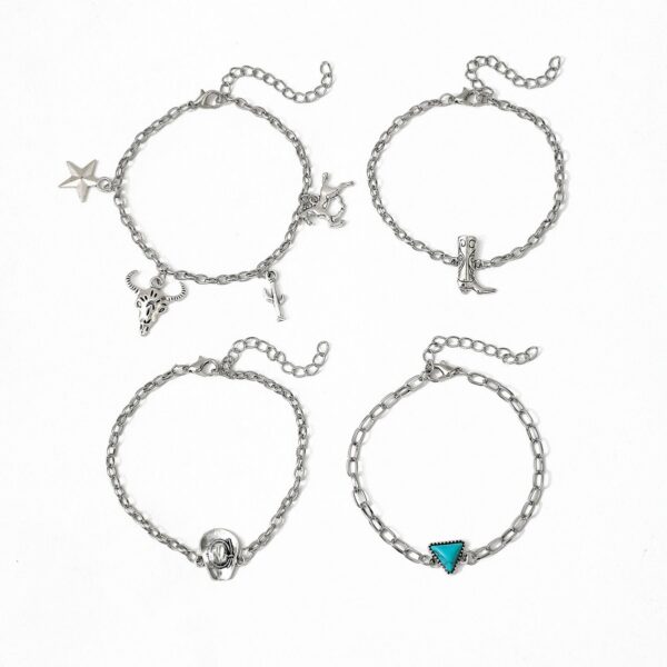 oly-d9b19cd06312fcbb0f44d92c639bb08c Wholesale Western Denim Style Vintage Denim Hat Tauren Boots Alloy Pendant Bracelet Imitation Turquoise Bracelet suit Women