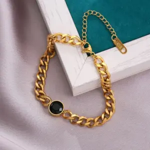A [5208] Black Diamond Bracelet / Gold