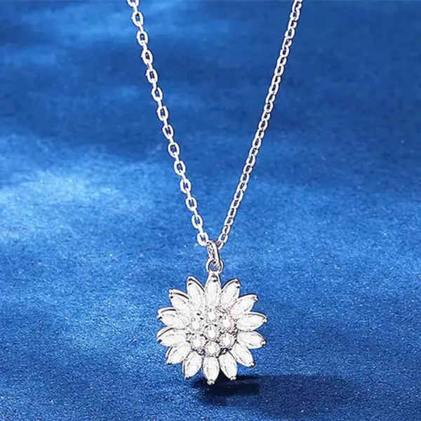 Wholesale Titanium Steel Simple Style Fashion Plating Flowers Flower Zircon Necklace